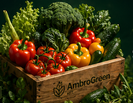 Friss z&ouml;lds&eacute;gek &eacute;s gy&uuml;m&ouml;lcs&ouml;k AmbroGreen l&aacute;d&aacute;ban